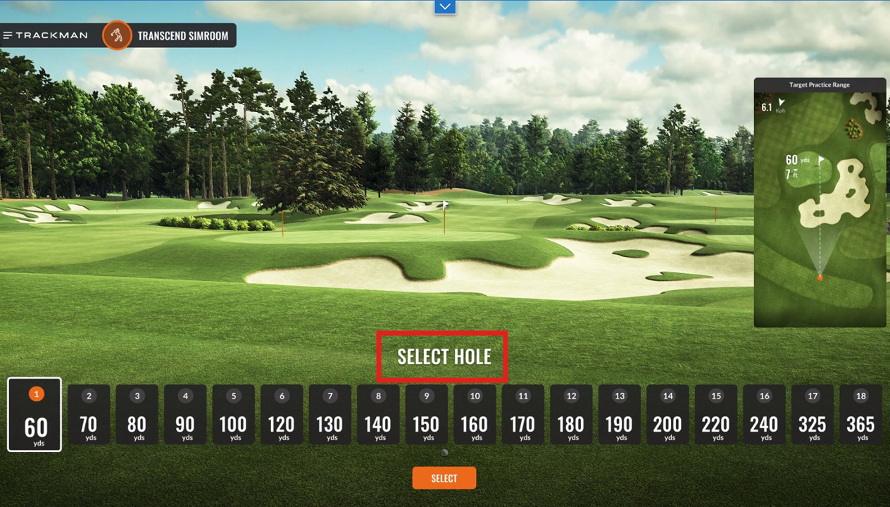 Trackman software hole selection