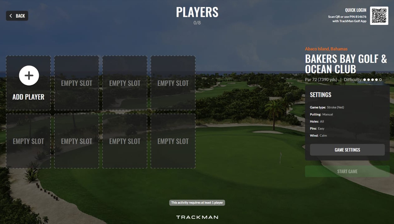 Trackman software add players to course