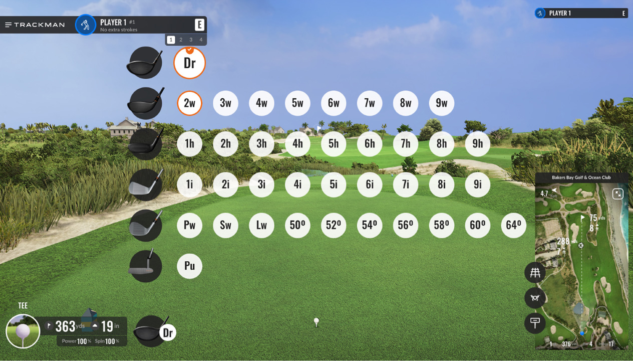 Trackman software game start club selection