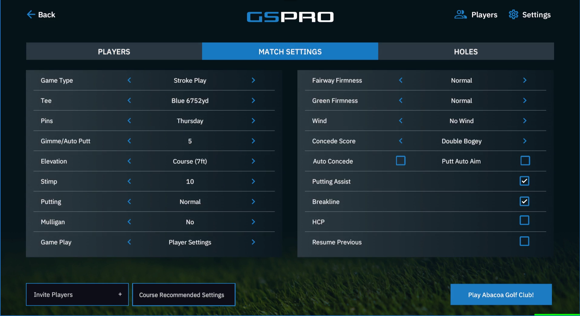 Uneekor GSPro software local match settings